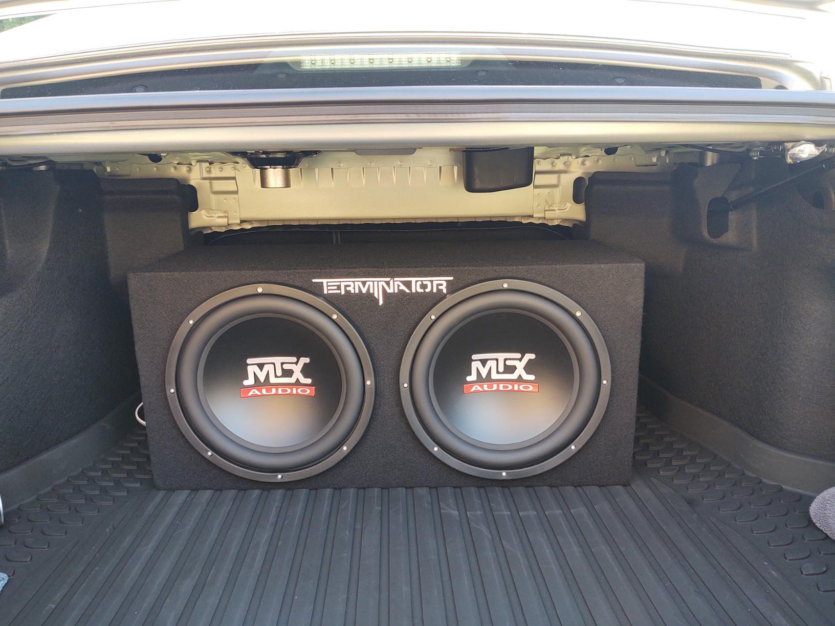 Custom subwoofer installation in trunk at Blackout Window Tinting Gilroy