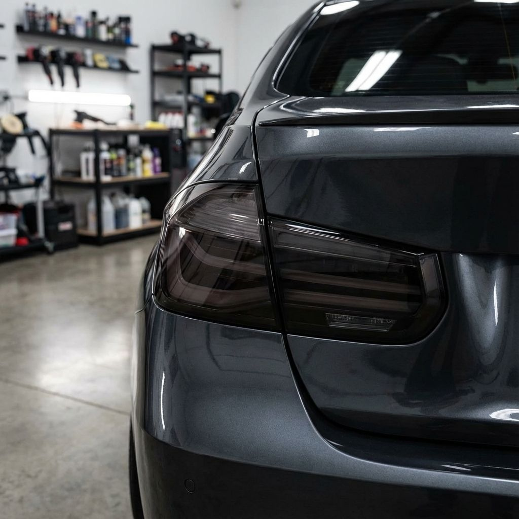 Comparison of taillight tint darkness levels on vehicle