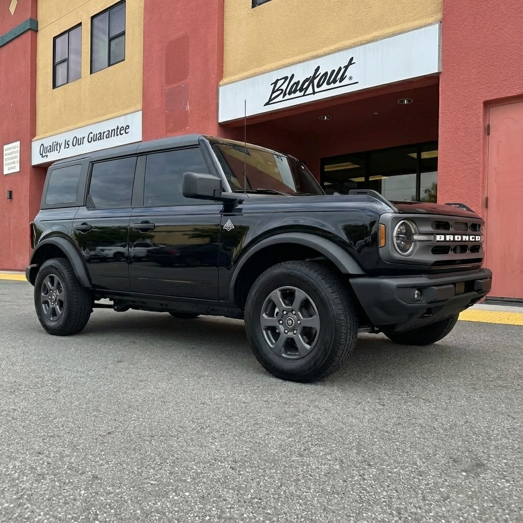 Ford Bronco window tinting and PPF at Blackout Gilroy