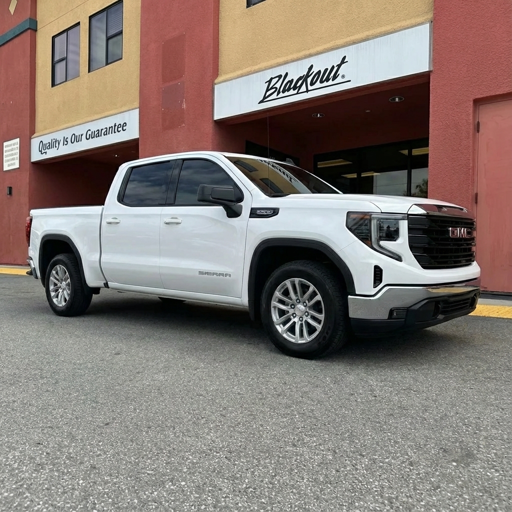 GMC Sierra window tinting at Blackout Gilroy