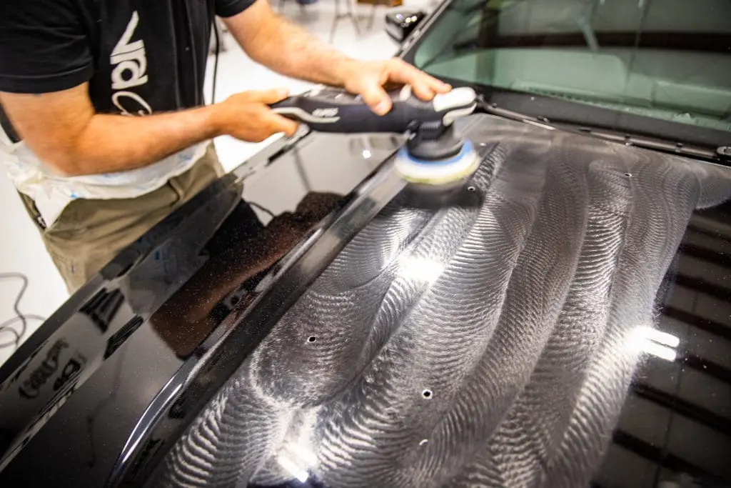 paint correction on vehicle hood